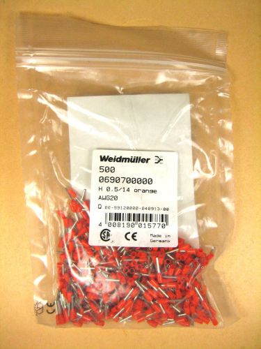 Weidmuller -  0690700000 -  wire end ferrule, 20awg, 14x8mm, orange 500pk. for sale