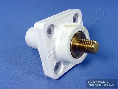 Leviton White 16 Series Cam Panel Outlet 3/4&#034; Stud Female Plug 400A 600V 16R24-W