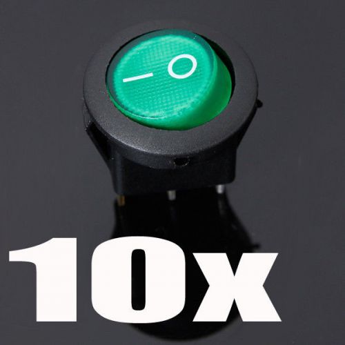 10x 12v 16a car boat truck led dot light rocker on-off toggle spst switch green for sale