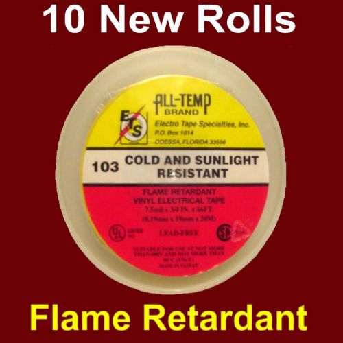 10 NEW ROLLS ALL TEMP VINYL ELECTRICAL TAPE,7.5m YELLOW