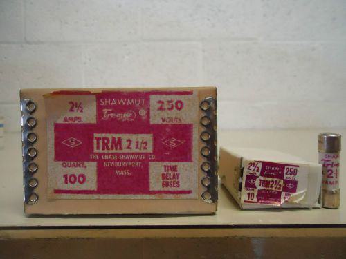 SHAWMUT TRM 2 1/2 NEW IN BOX 10 PACK 250 VOLT 2 1/2 AMP TIME DELAY FUSES LOC REZ