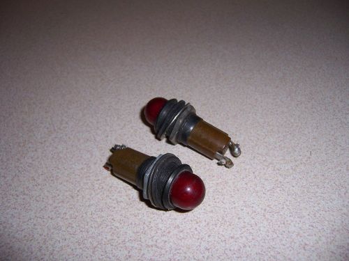 2 VINTAGE DIALCO 5/8&#034; INDICATOR LIGHTS RED 120 VOLT