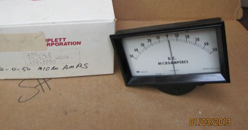 Triplett Panel Meter 420-GLB 50-0-50 DC Microamperes 2-7/8&#034;L X 4-15/16&#034;W NIB