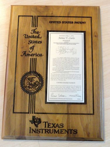 Patent plaque texas instrument magnetic bubble memory circuit 1979 for sale