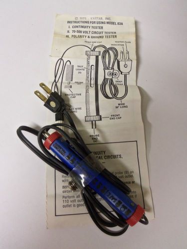 VINTAGE 1975 KASTAR MODEL 83A CONTINUITY/ VOLT/ CIRCUIT ELECTRICAL TESTER WORKS!