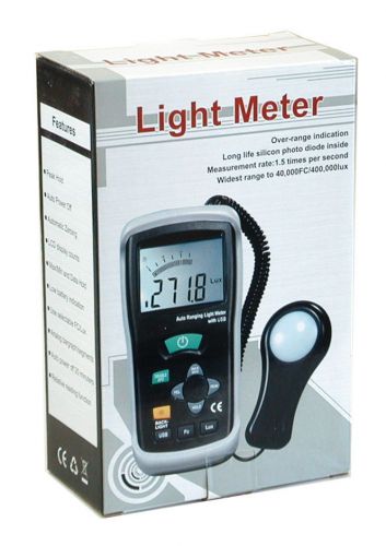 DT-1309 Auto Range Digital 40K FC Meter 400K Lux Light Luxmeter S/W USB Port NEW