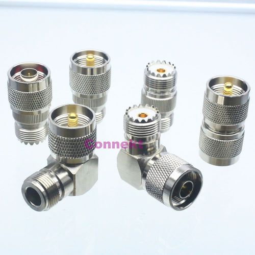 6pcs/set PL259 SO239 UHF &amp; N male plug female jack kit 90° RF adapter connector