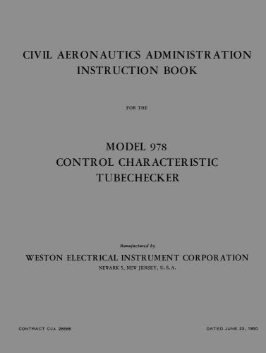 Weston 978 Tube Tester Instruction Manual