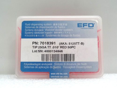 EFD FLUID DISPENSING SYSTEM PN: 7018391 TIP 25GA TT .010&#034; RED 50PC  ~NIB~