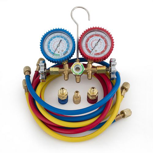 R134 r22 r12 r502 manifold gauge set ac hvac freon colored charge hose auto home for sale