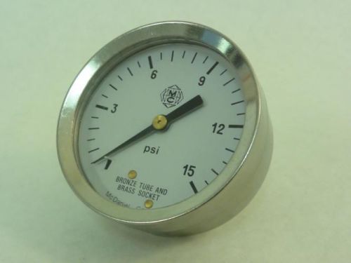 92982 Old-Stock, McDaniels Control  Pressure Gauge 0-15 Psi 1/4&#034; NPT