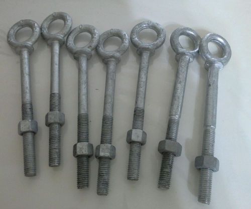 (7) - 1/2&#034; x  6&#034; galvanized shoulder eye bolts for sale