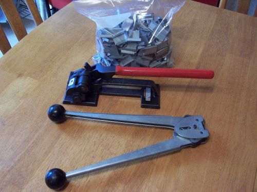 MIP-1300 Steel Strap Tenisionser &amp; FDN-3/4-4 Strap Crimper + 3 lbs  3/4&#034; Clips