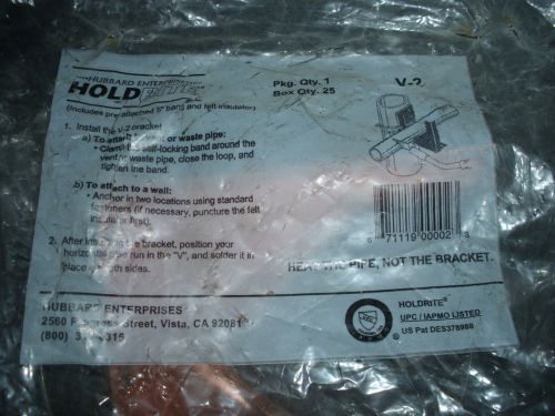 (25) HOLDRITE V-2 COPPER PIPE BRACKETS HORZ 1/2&#034; TO 3&#034;