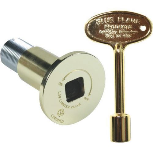 Log Lighter Gas Valve Flange with 3&#034; Matching Key-POLISH BRASS FLANGE/KEY