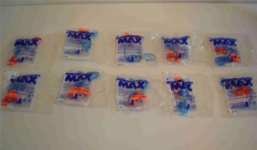 Lot of 10 Howard Leight MAX-30 Corded Foam EarPlugs Individually Bagged, New