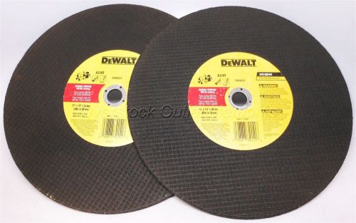 Two DeWalt DW8023 12&#034; x 1/8&#034; x 20mm Metal Cutting High Speed Cut-Off Wheels