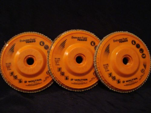 3Pc. Walter 06-A 452 4-1/2X5/8-11 Enduro-Flex Turbo Type 29 Discs 36/80 Grit