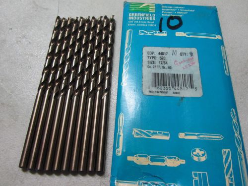 10 new GREENFIELD 17/64&#034; Taper Long Length Twist Drills 520 HSCo HD Cobalt 44817