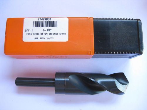 NEW 1-1/4&#034; HSS SILVER &amp; DEMING DRILL BIT 1/2 SHANK HERTEL USA