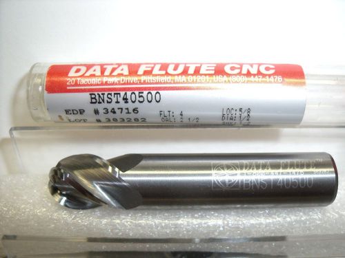 DATA FLUTE 1/2&#034; x 1/2 x 5/8 x 2-1/2 4 FL SSBNST-40500 Carbide Ball End Mill -A22