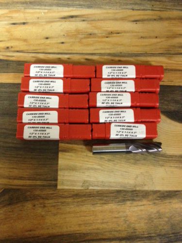 (10) S.E.- 4FLT. 1/2&#034; X 1&#034; LOC X 3&#034; OAL CARBIDE ENDMILLS TIALN COATED USA