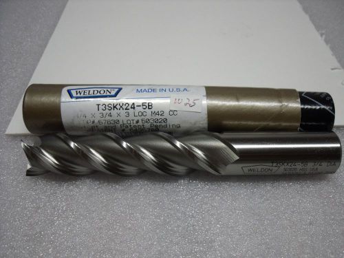 3/4&#034; x 3/4&#034; x 3” x 5-1/4&#034; 3 FL T3SKX24-5B M42 Weldon Tool End Mill-W25