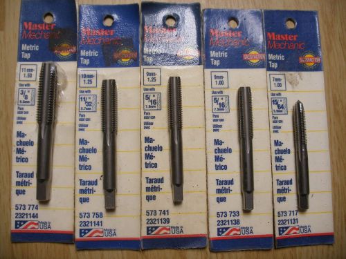 5 Pc. Metric Taps M7 M9 (1.0 &amp; 1.25) M10 M11 USA made Vermont American