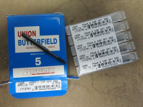 5 UB UNION BUTTERFIELD M3 x 0.5 APPLIX Metric Taps D3P Spiral Point 2 Flutes