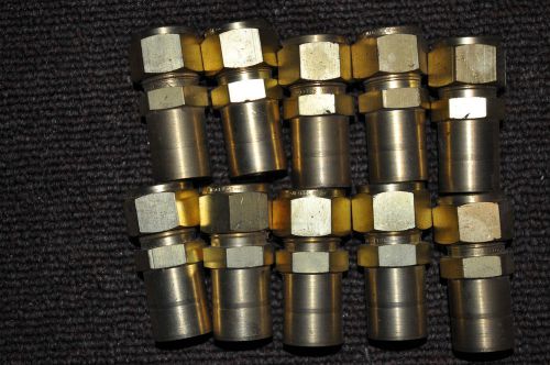 (10) Ten. SWAGELOCK TUBE CONNECTOR, (NEW) SOLID BRASS from Bulk box NOS