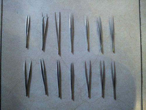 LOT OF 14 TWEEZERS ,KNIPEX,HAKKO ,SHIRTRONICS,ANTI MAGNETIC ,ANTI ACID,SMD