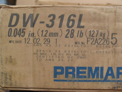 25lb KOBELCO 0.045&#034; DW-316L Premiarc Stainless Steel Welding Wire-12&#034;dia. roll