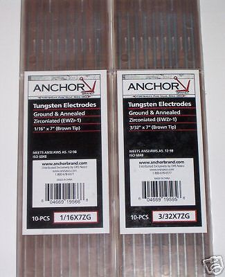 Tungsten - Zirconiated, 7&#034;, 3/32&#034;, box of 10 (brown)