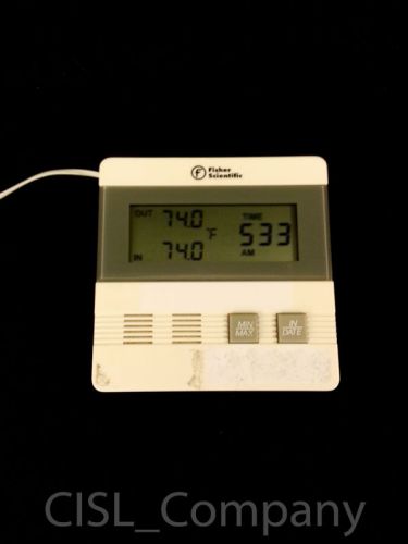 Fisher Scientific Dual Zone Thermometer with Probe Min/Max Time/Date F° C° Wall