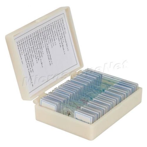 25pc Glass Prepared Basic Science Microscope Slides with Plastic Box