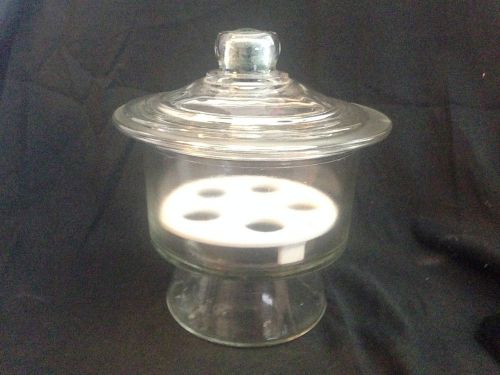 Vintage 6&#034; inner dessicator glass with coors usa porcelain plate 46-l 5 hole for sale