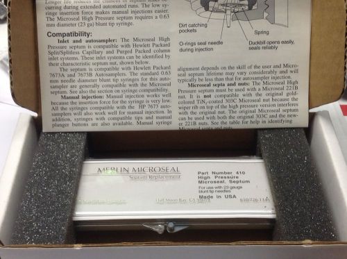 HP Agilent Merlin  Microseal Septum Kit # 410 high pressure