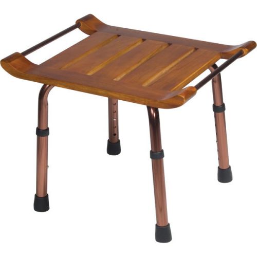 Adjustable Height Teak Bath Bench Stool