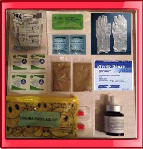 TRAUMA / FIRST KIT LIDOCAINE 5% TOURNIQUET BLOOD CLOT SUTURE IODINE PREPPER IFAK