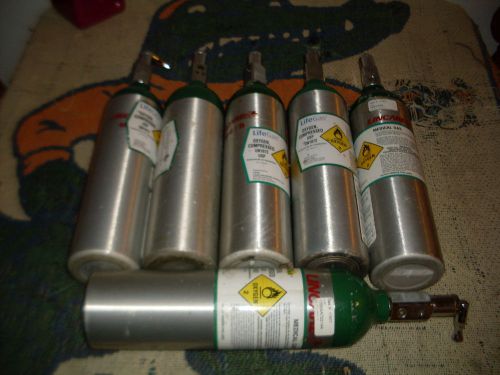 Lot of 6 Aluminum Compressed Oxygen Air Tanks W/ Valves / Lincare M-6 / B