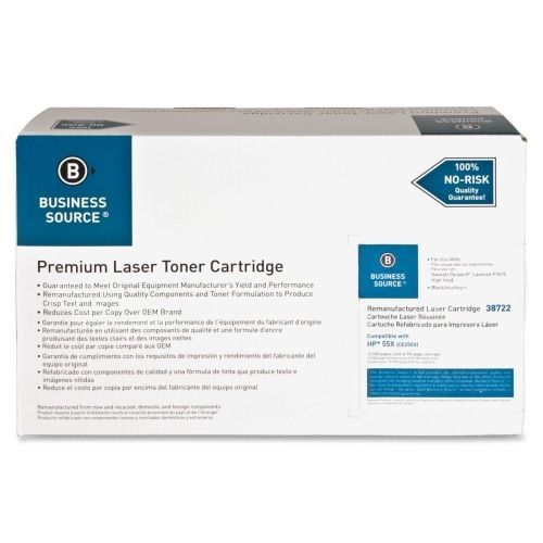 Business Source Toner Cartridge -Black -Laser- 12500Pg - 1 Ea -Reman.- BSN38722
