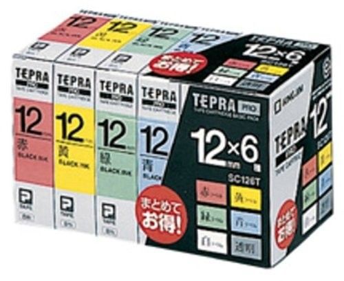 King Jim 6 Color 12mm Tape Set for TEPRA-Pro Lavel Maker SC126T From Japan NEW