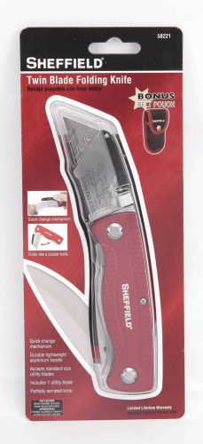 SHEFFIELD TWIN BLADE FOLDING KNIFE,BONUS BELT POUCH #58221