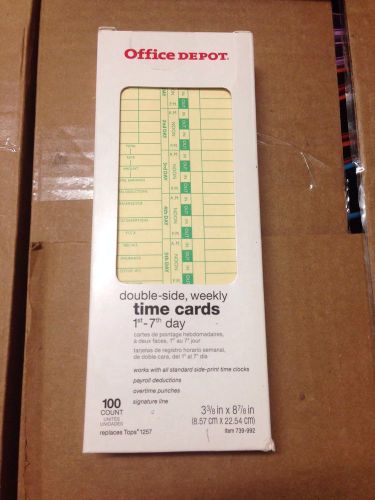 Office depot double (2) sided weekly time cards 1st - 7th day # 739-992 100 pack for sale