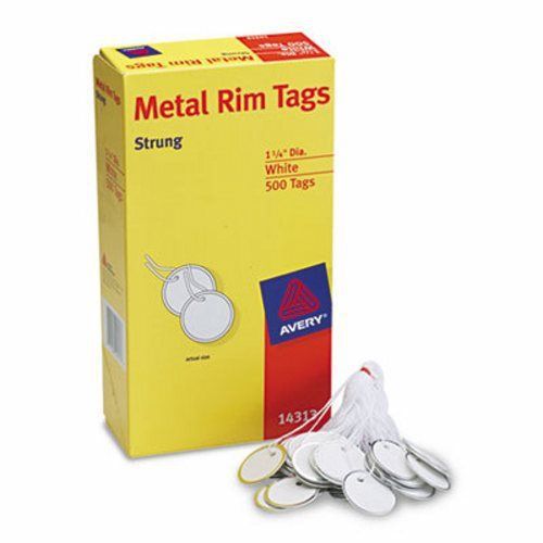 Avery Rim Marking Tags, Metal/Paper, 1-1/4 Diameter, White, 500/Box (AVE14313)