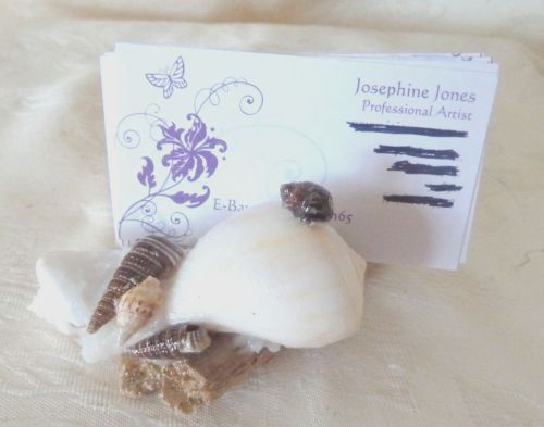 Beach Decor Sea Shell Business Card Holder OOAK #1