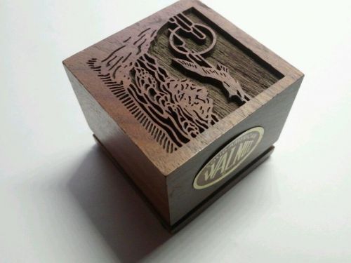 FANCY AMERICAN WALNUT LASER CUT BIRD ROLLED POSTAGE STAMP DISPENSER BOX