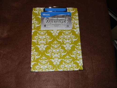 Lime Green 9&#034; x 12 1/2&#034; Standard Size Damask Clipboard