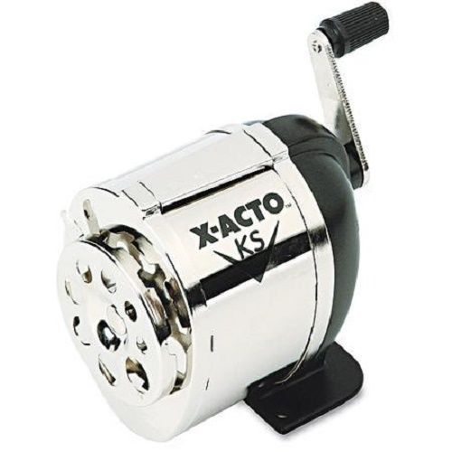 X-ACTO Model KS Manual Pencil Sharpener, Table or Wall-Mount, Black/Chrome