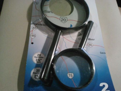 Two NEW Magnifier Glass set 31/2&#034; &amp; 21/2&#034; sizes Shatterproof Scratch Resistant